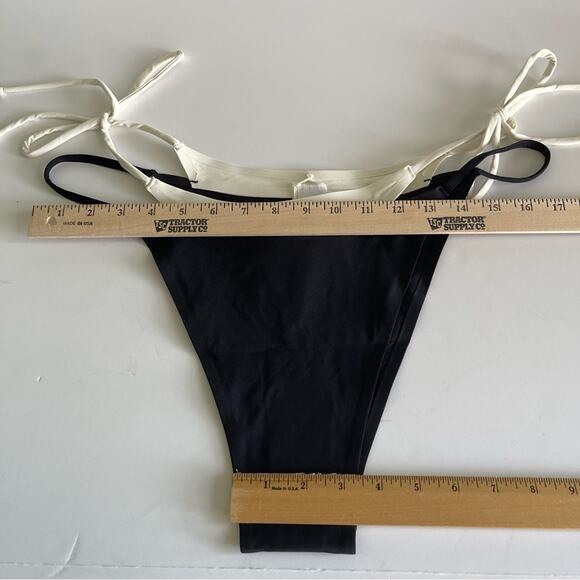 L*Space X Revolve Mackena Bikini Bottom Fused String Black Cream - Picture 6 of 14